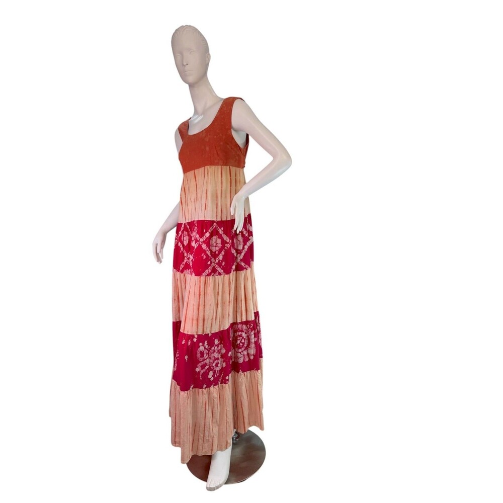 Vintage India Imports of Rhode Island Maxi Dress Sleeveless Tie-Dye Size S 7/8
